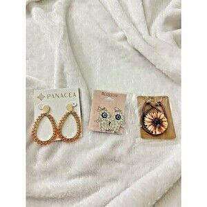NEW Earings Lot Panacea Oval Hoop Hamsa Hand Jeweled Sunflower Dangle Hook Bling
